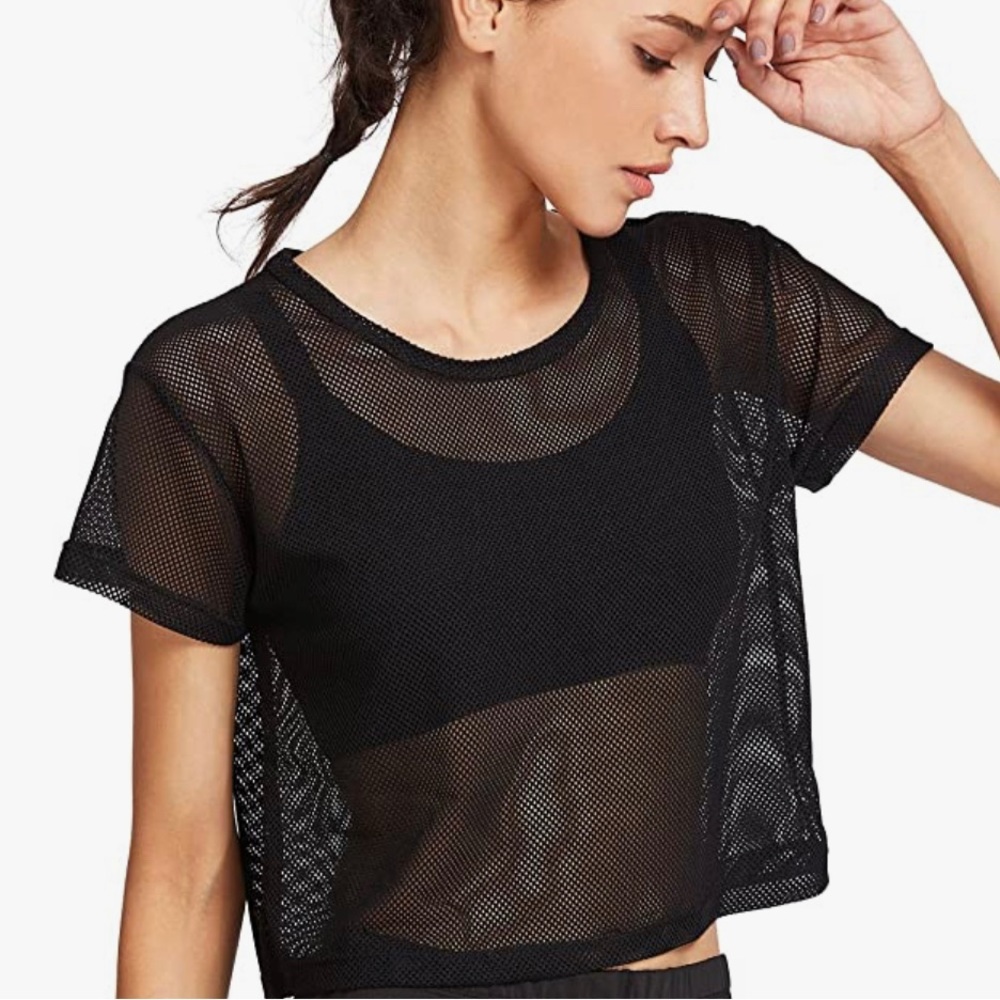 Sheer mesh crop tshirt